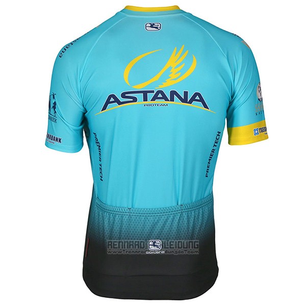 2017 Fahrradbekleidung Astana Hellblau Trikot Kurzarm und Tragerhose